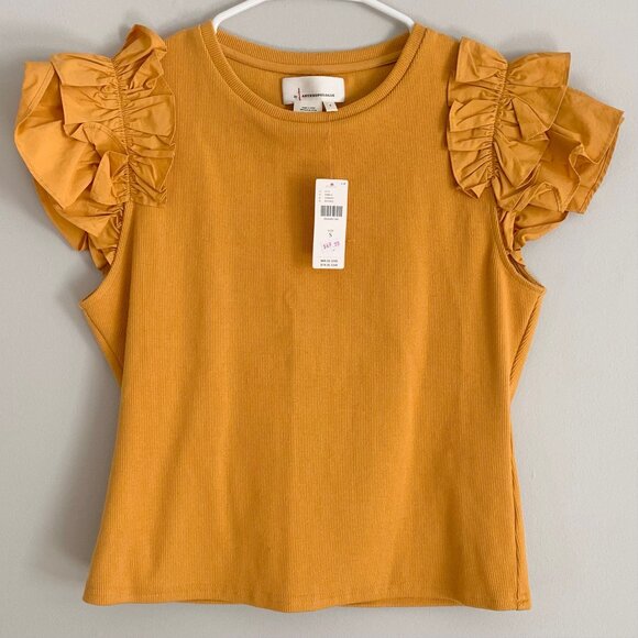 By Anthropologie Woven Ruffle Top - Picture 1 of 4